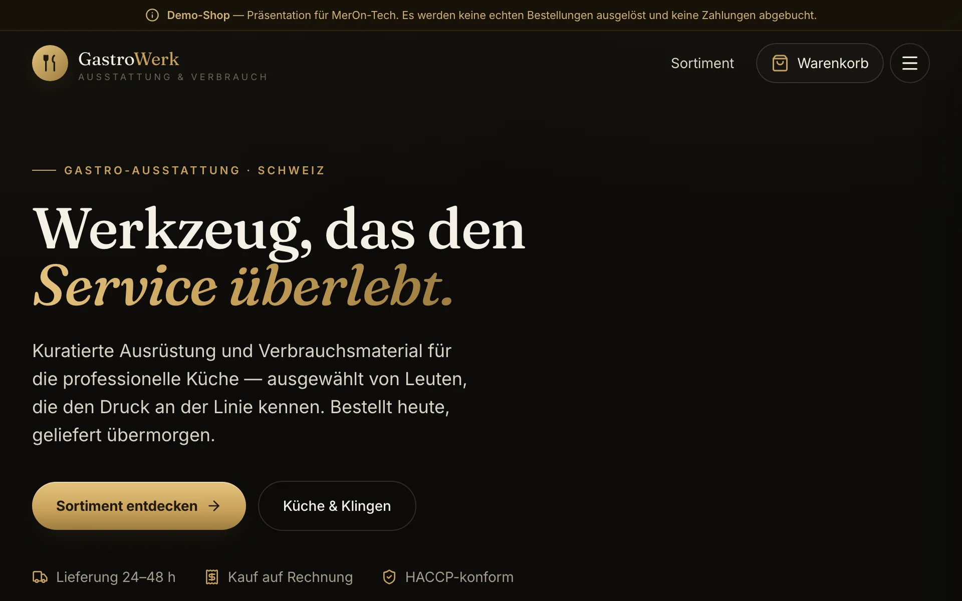 Vollseiten-Vorschau des GastroWerk Webshops