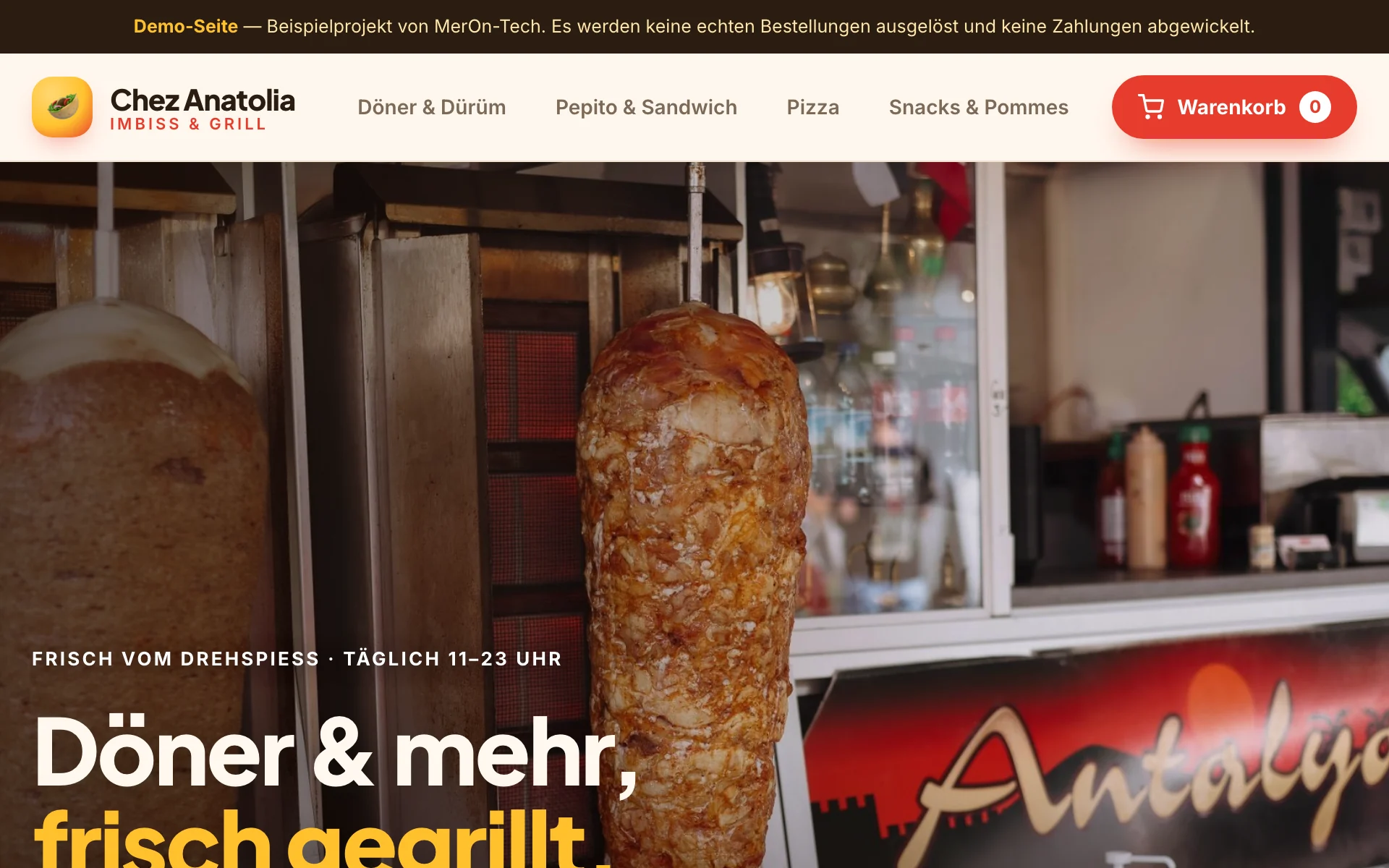 Vollseiten-Vorschau der Chez Anatolia Imbiss-Seite